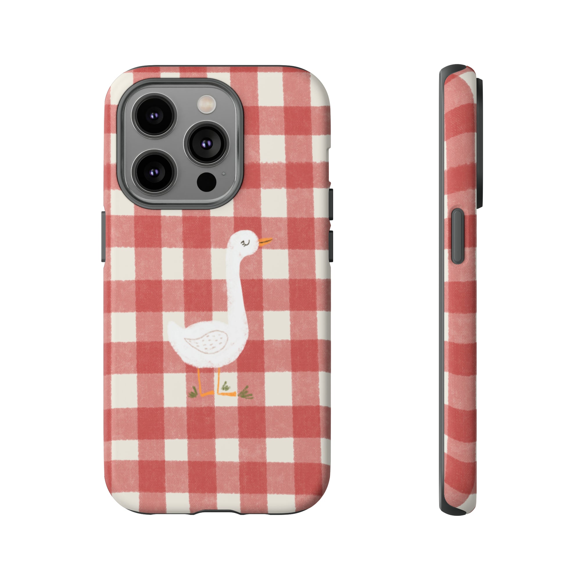 Sweet Goose on Red Plaid - Tough Phone Case