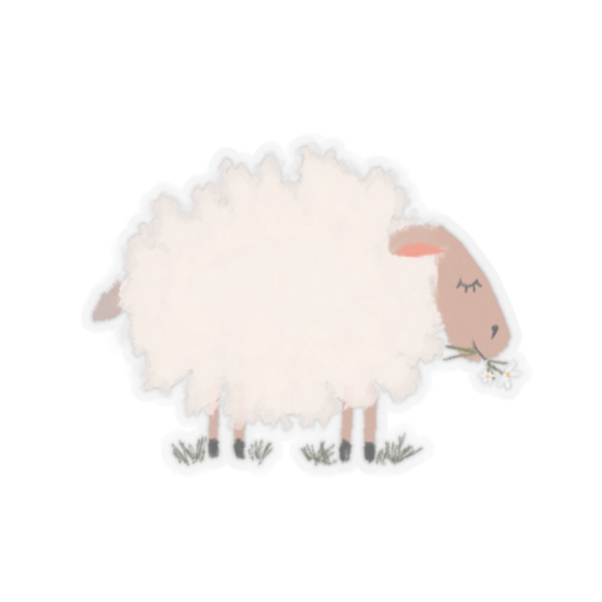 Fluffy Sheep Chewing Cud - Sticker