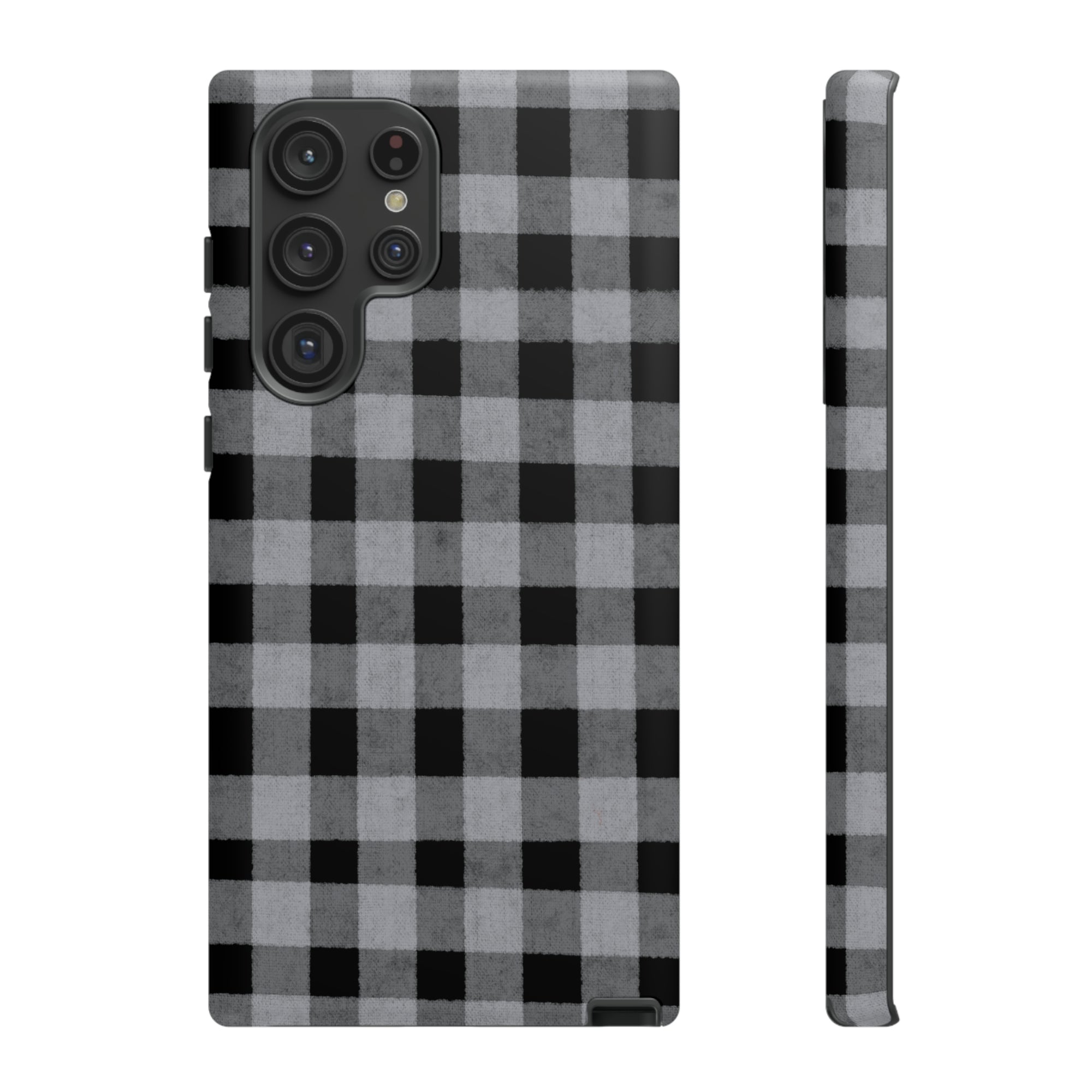 Black and Gray Buffalo Plaid - Tough Phone Case