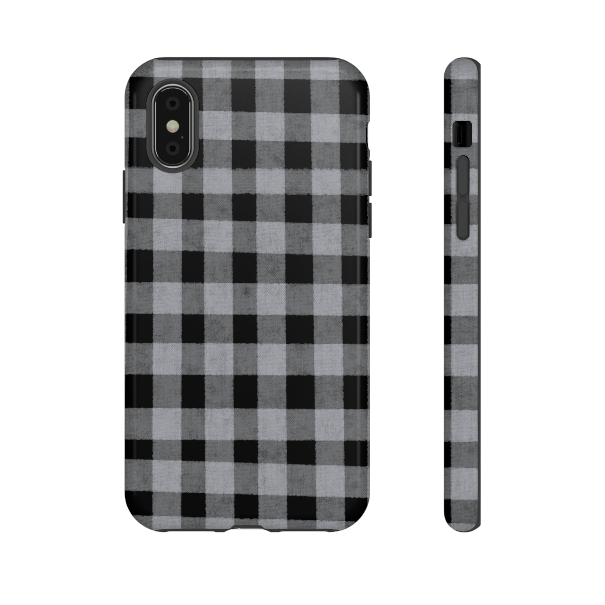 Black and Gray Buffalo Plaid - Tough Phone Case