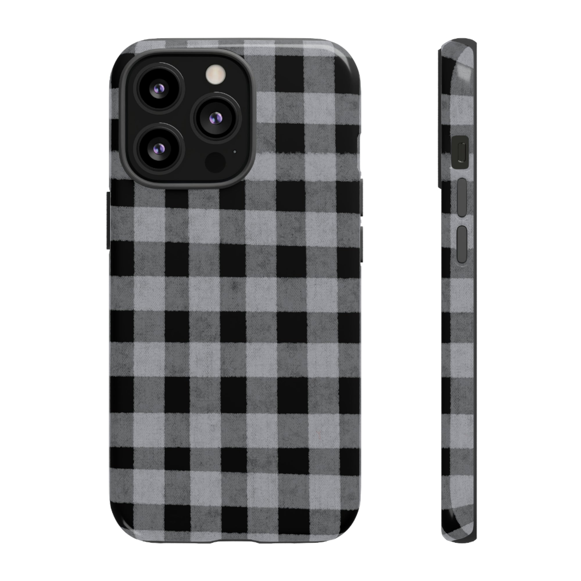 Black and Gray Buffalo Plaid - Tough Phone Case