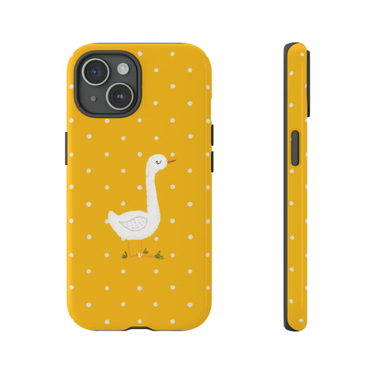 Sweet Goose on Yellow Polk-a-dot  - Tough Phone Case