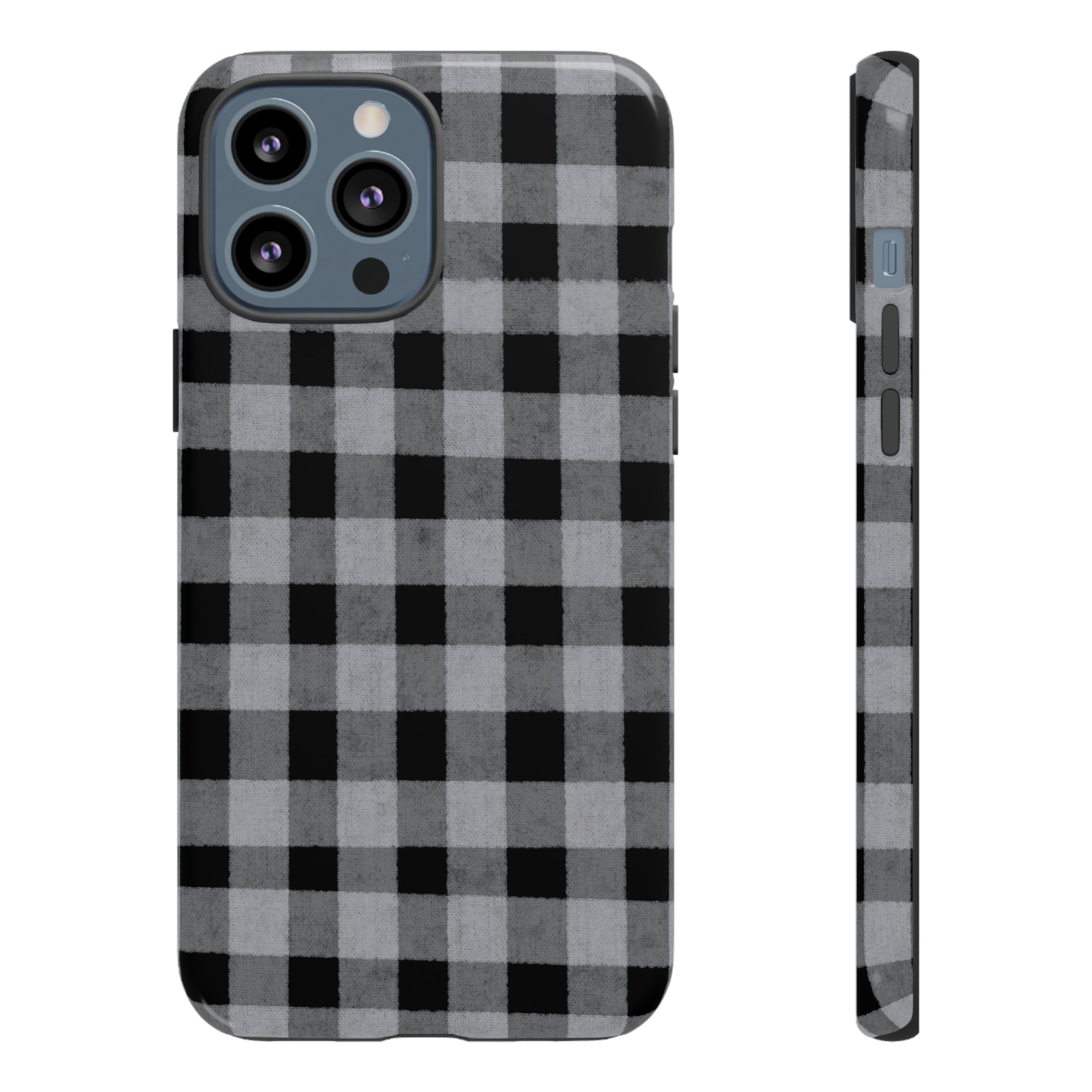 Black and Gray Buffalo Plaid - Tough Phone Case