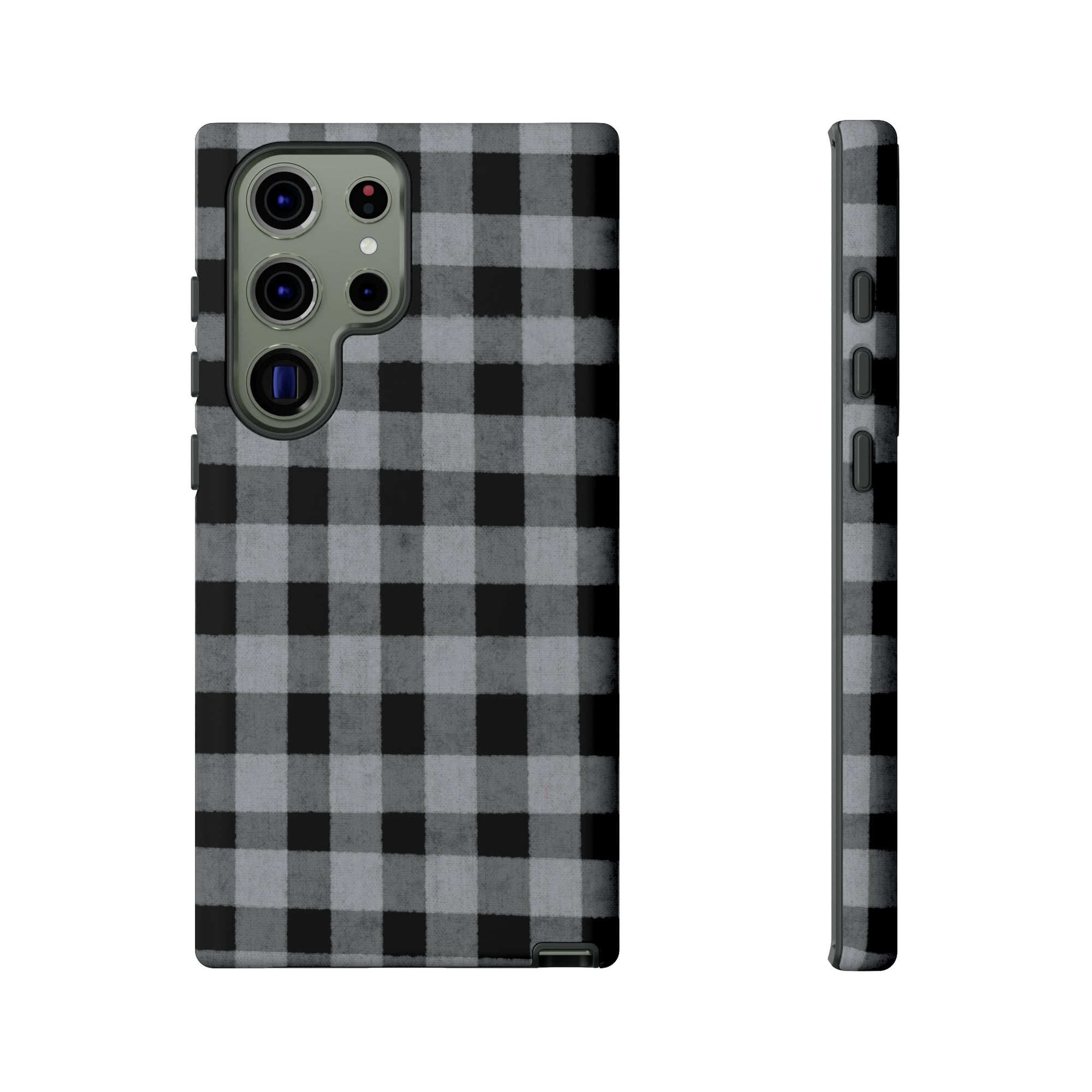 Black and Gray Buffalo Plaid - Tough Phone Case