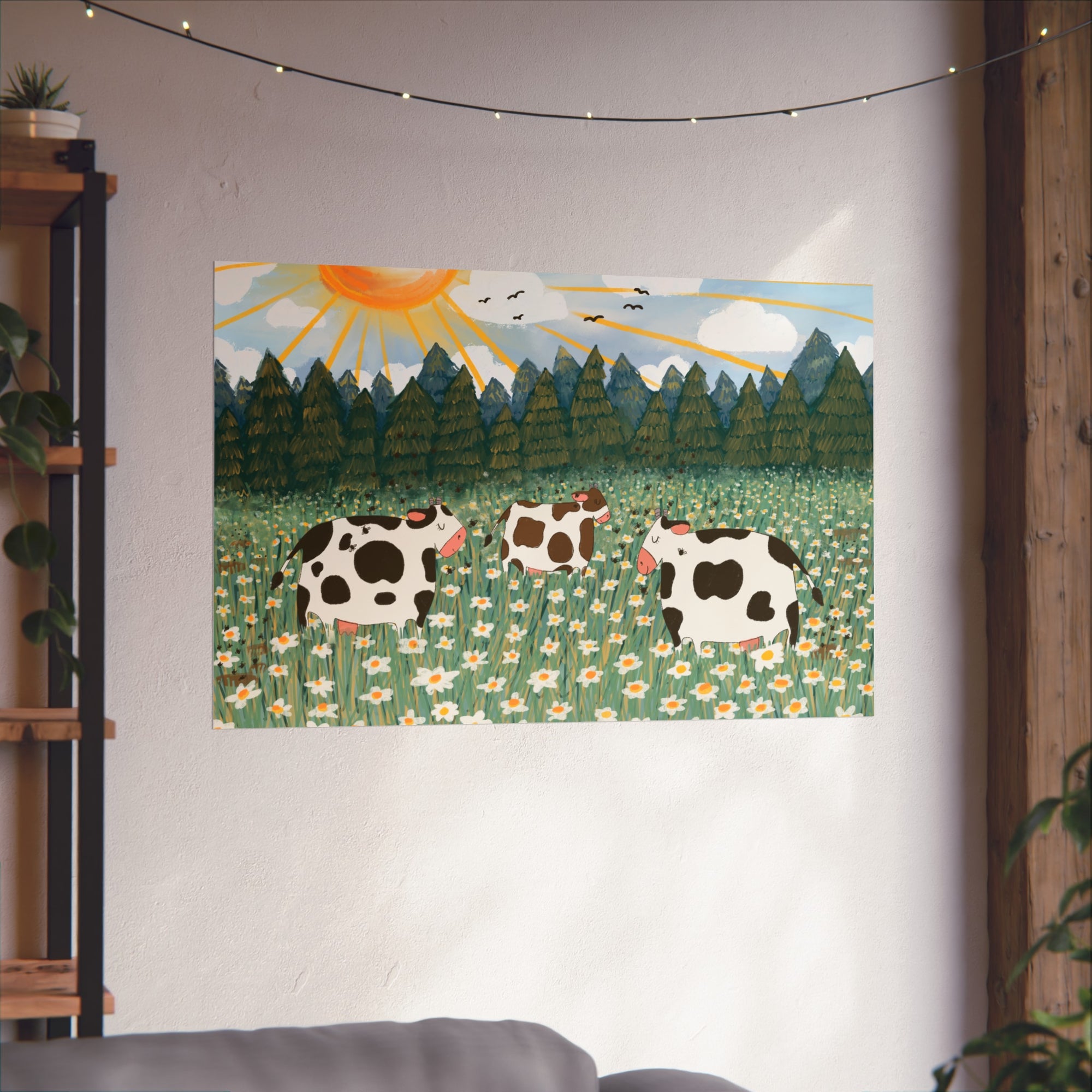 Happy Cows in a Daisy Field - Fine Art Print