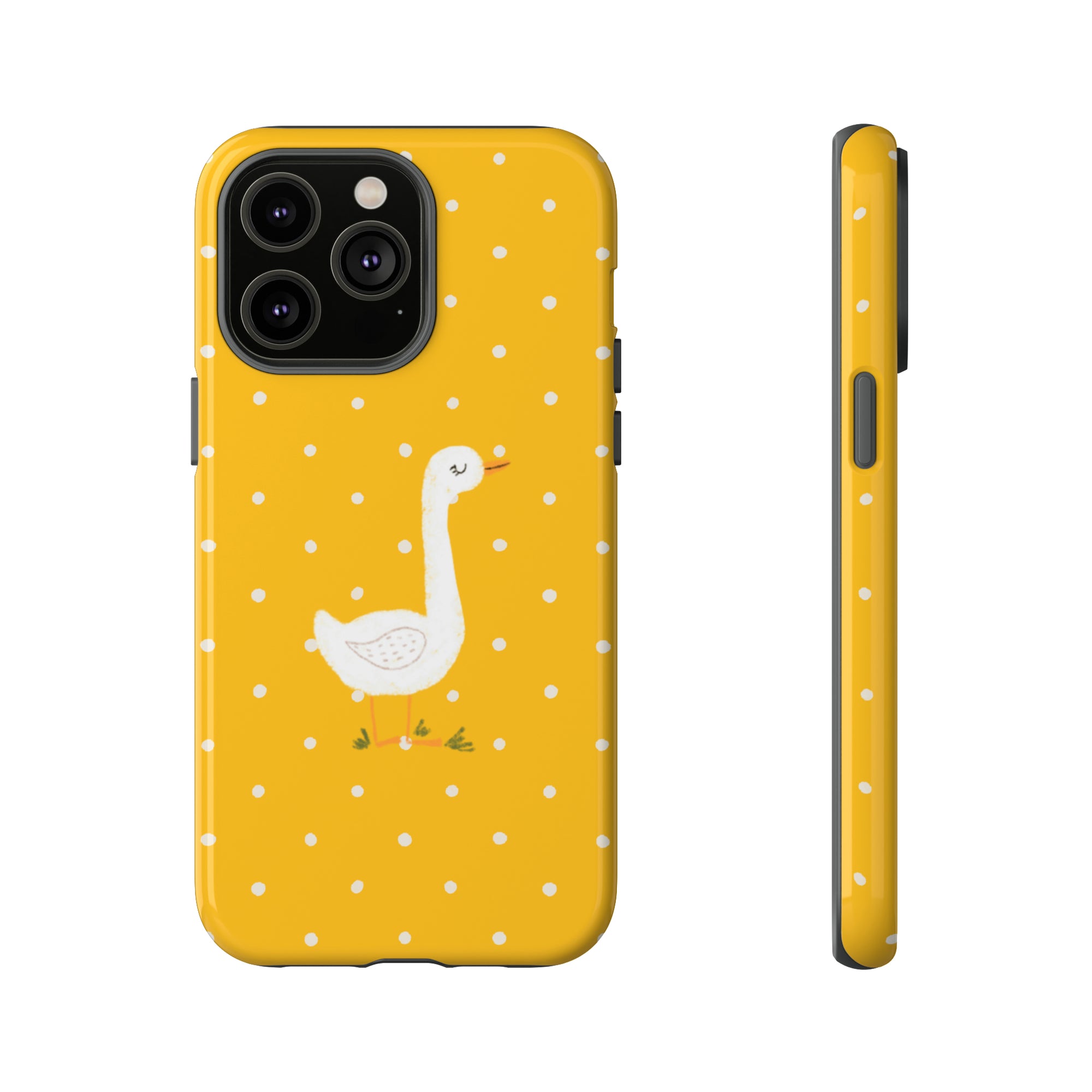 Sweet Goose on Yellow Polk-a-dot  - Tough Phone Case