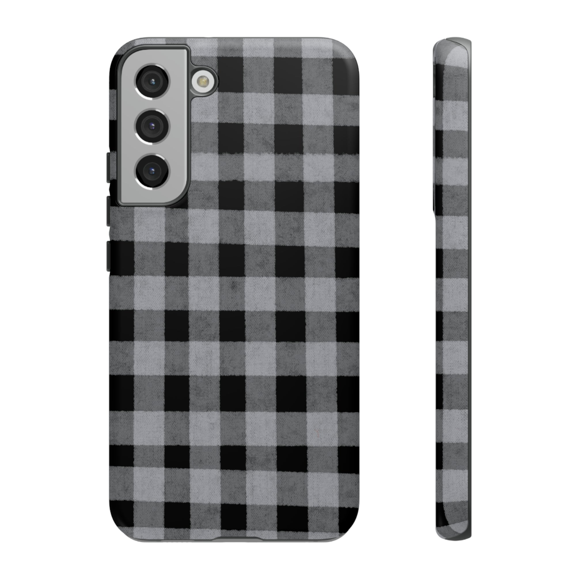 Black and Gray Buffalo Plaid - Tough Phone Case