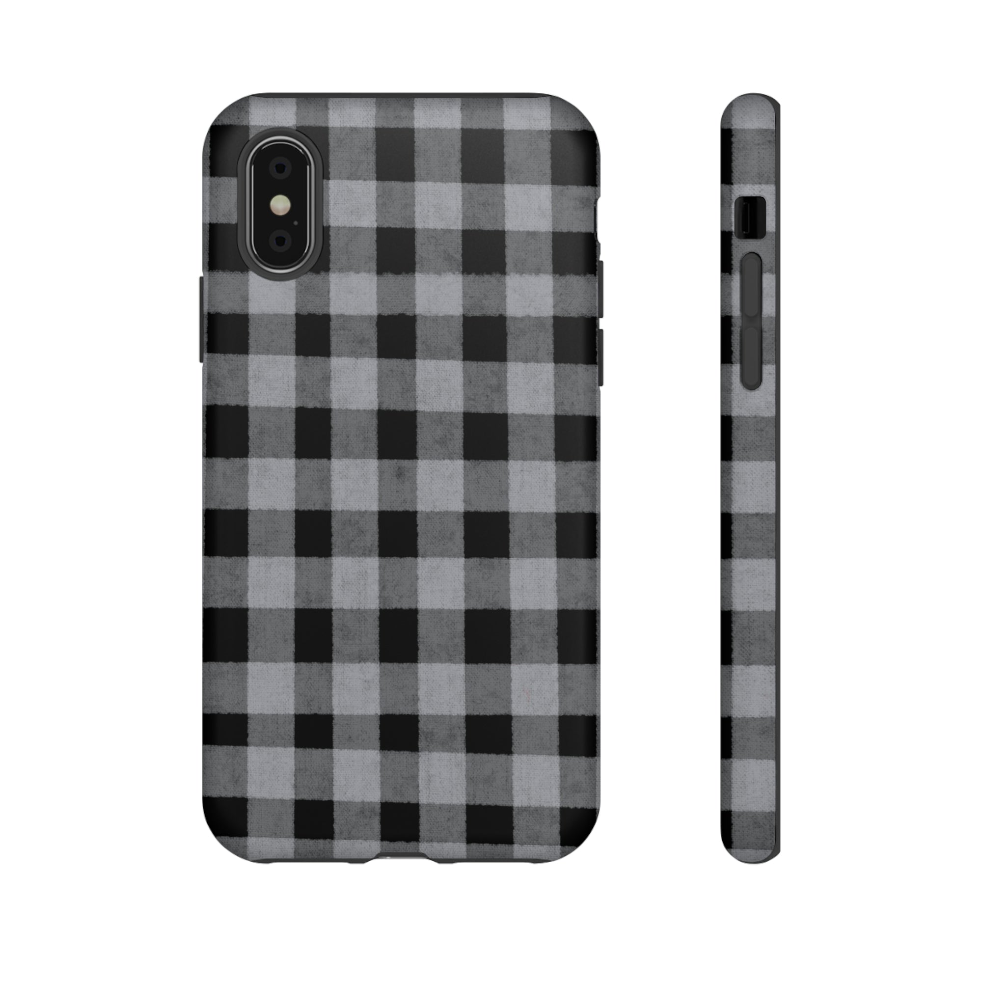 Black and Gray Buffalo Plaid - Tough Phone Case