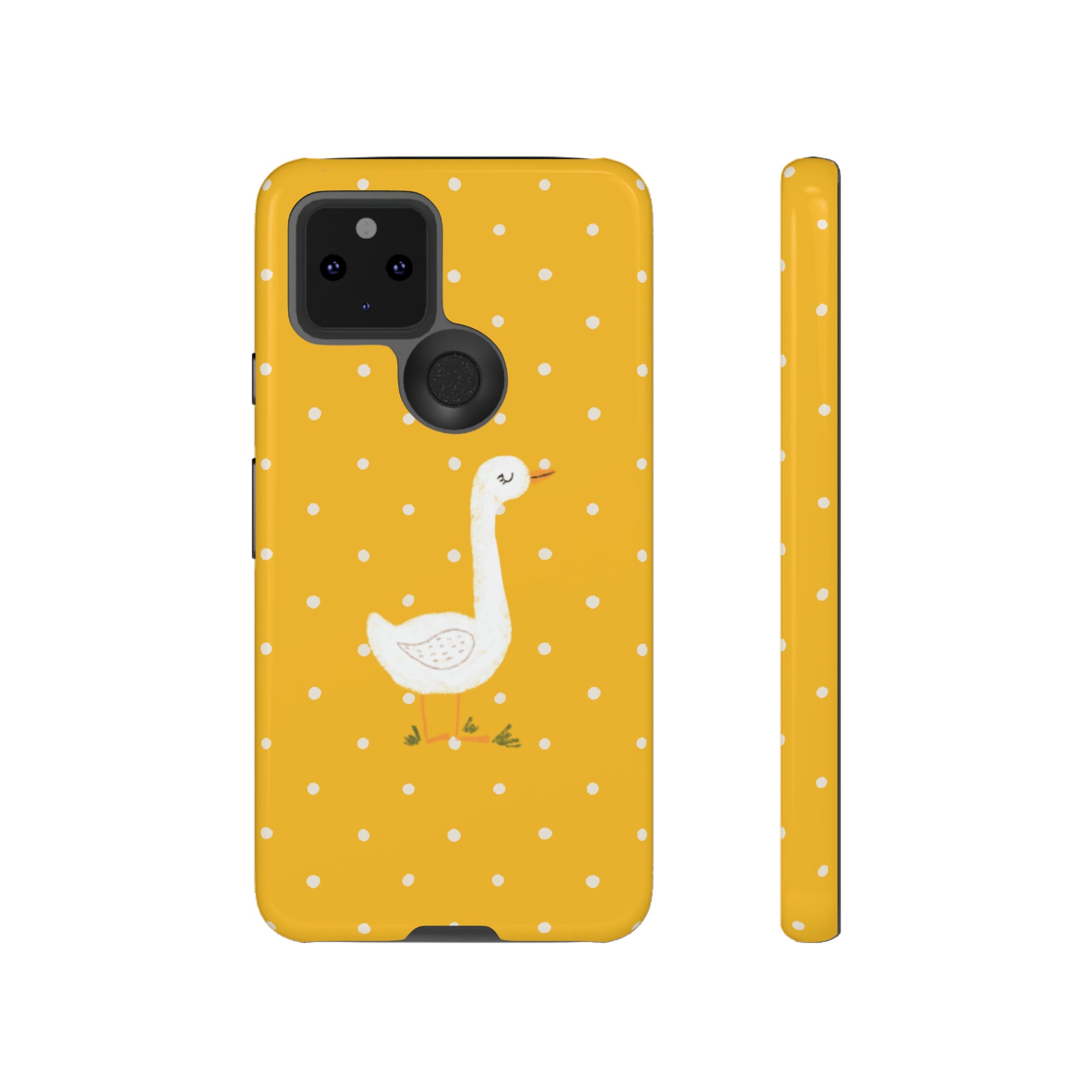 Sweet Goose on Yellow Polk-a-dot  - Tough Phone Case