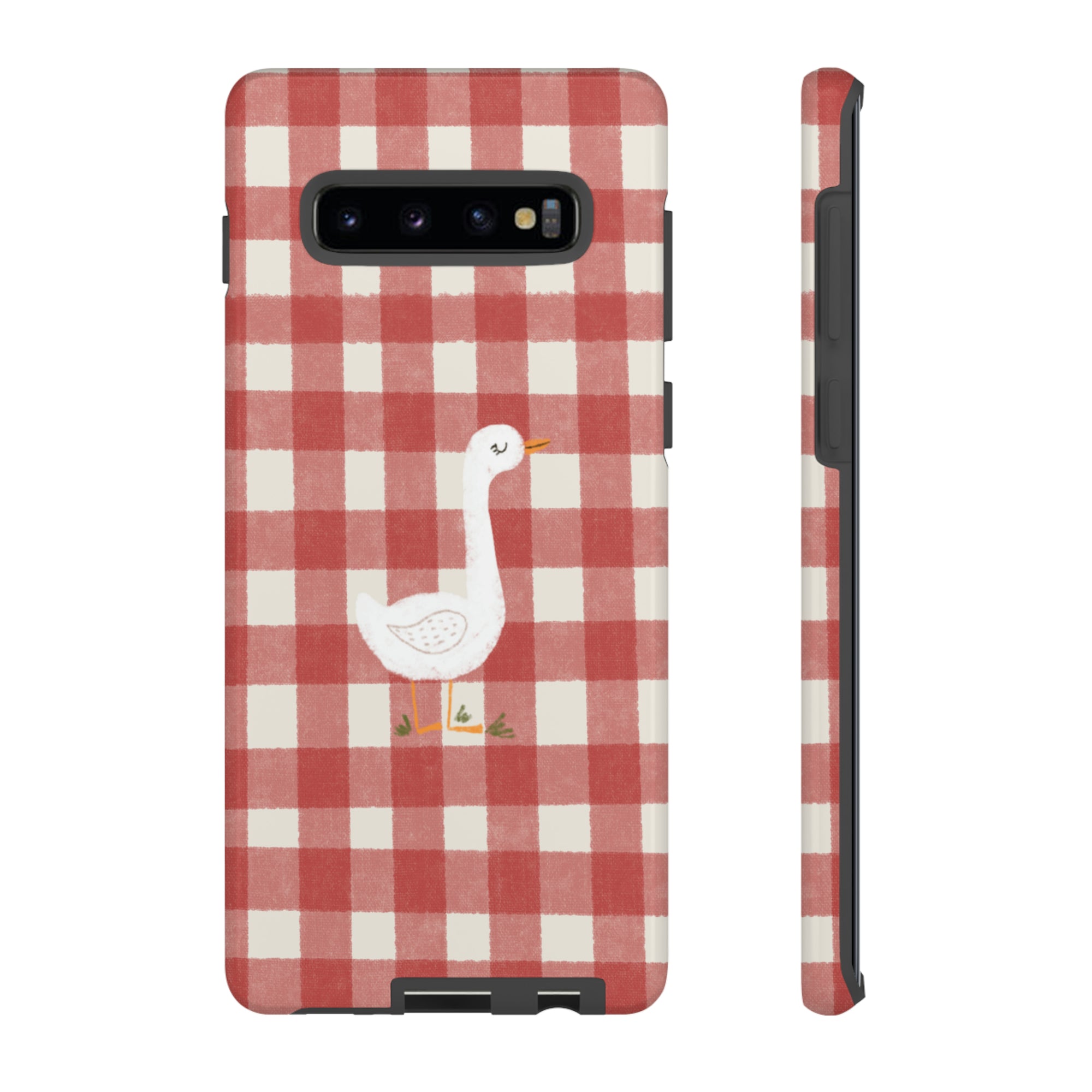 Sweet Goose on Red Plaid - Tough Phone Case