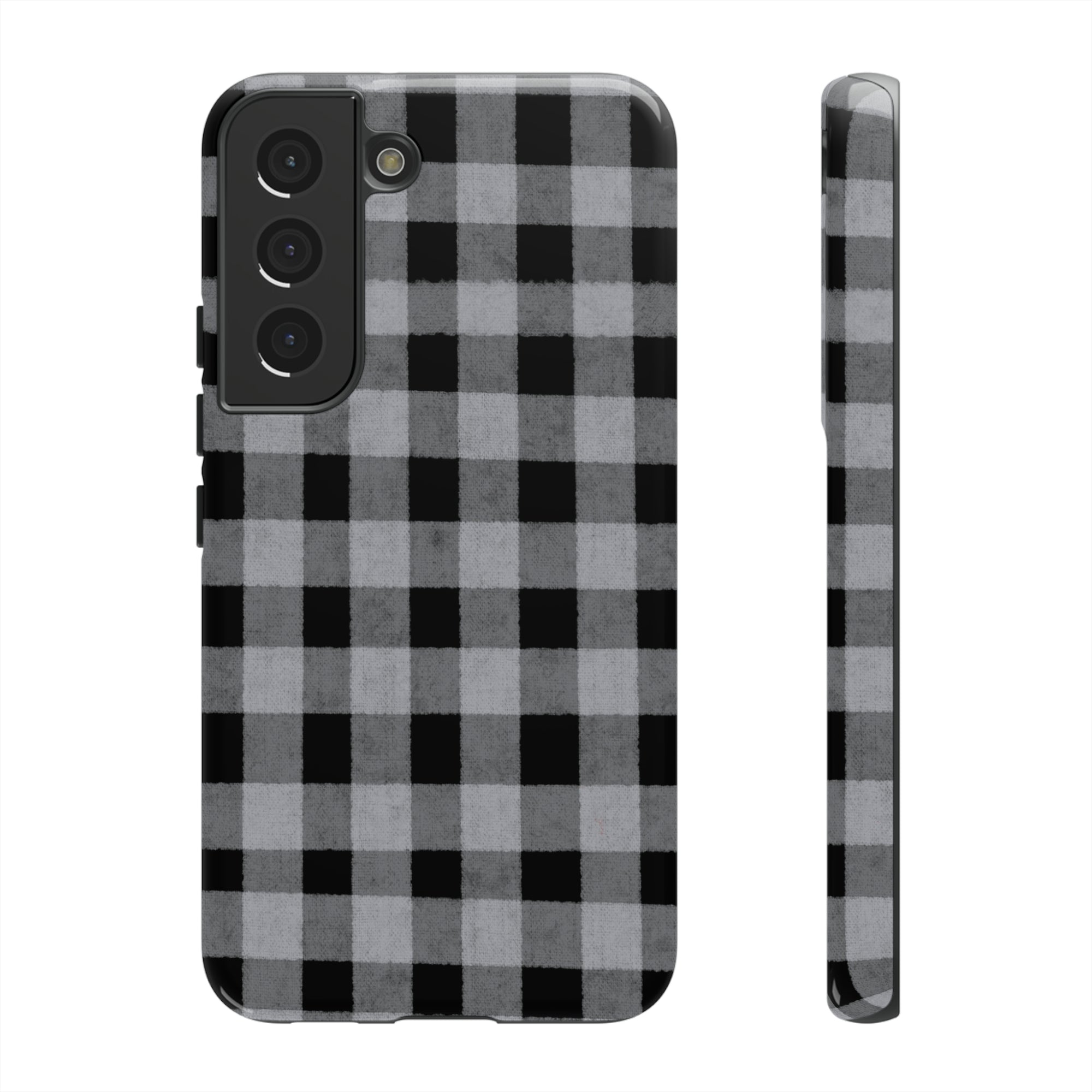 Black and Gray Buffalo Plaid - Tough Phone Case