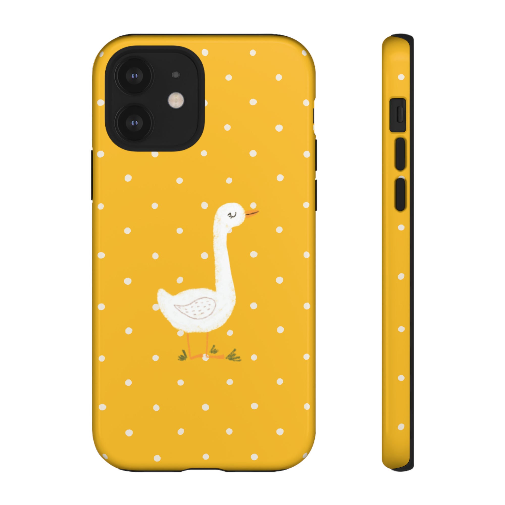 Sweet Goose on Yellow Polk-a-dot  - Tough Phone Case