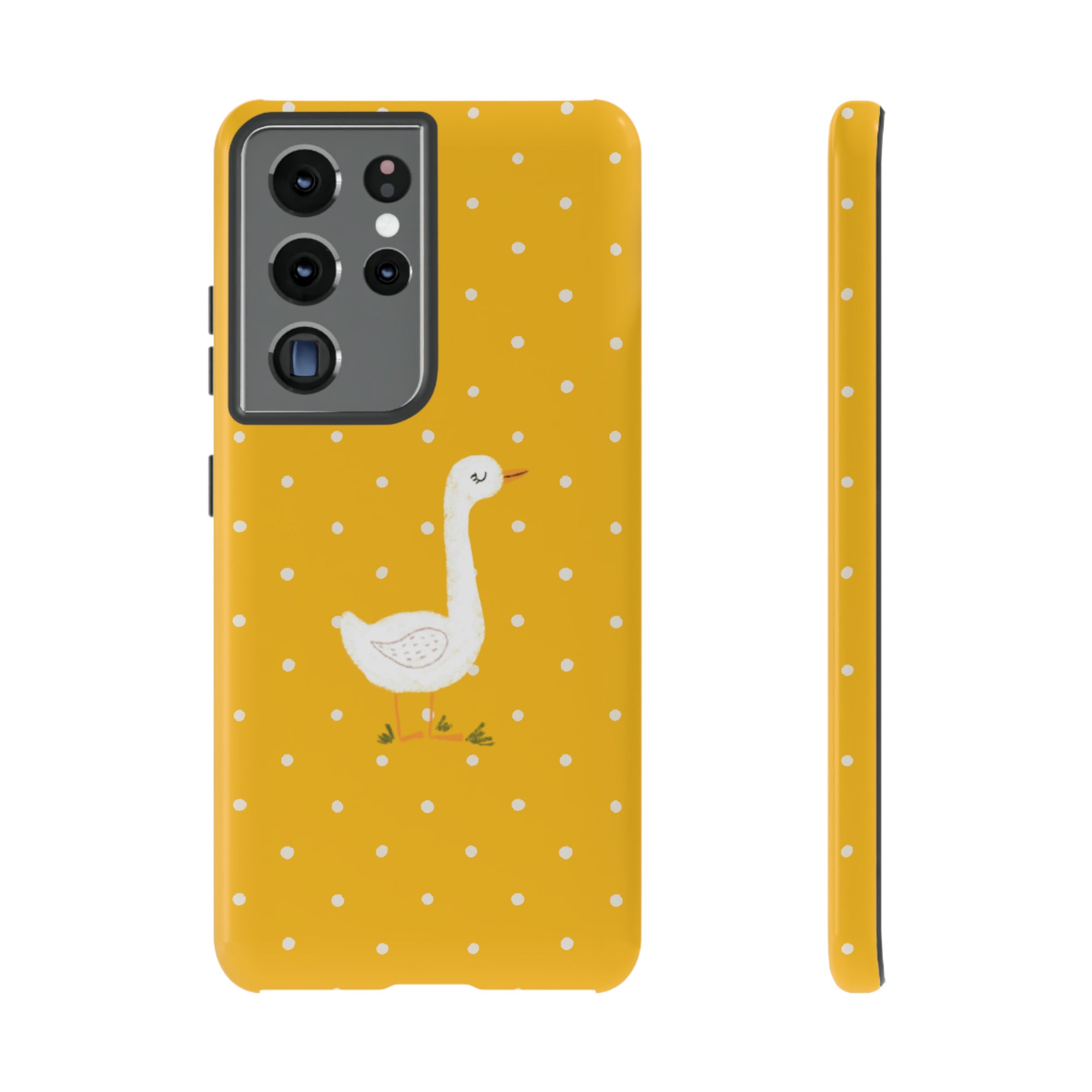 Sweet Goose on Yellow Polk-a-dot  - Tough Phone Case