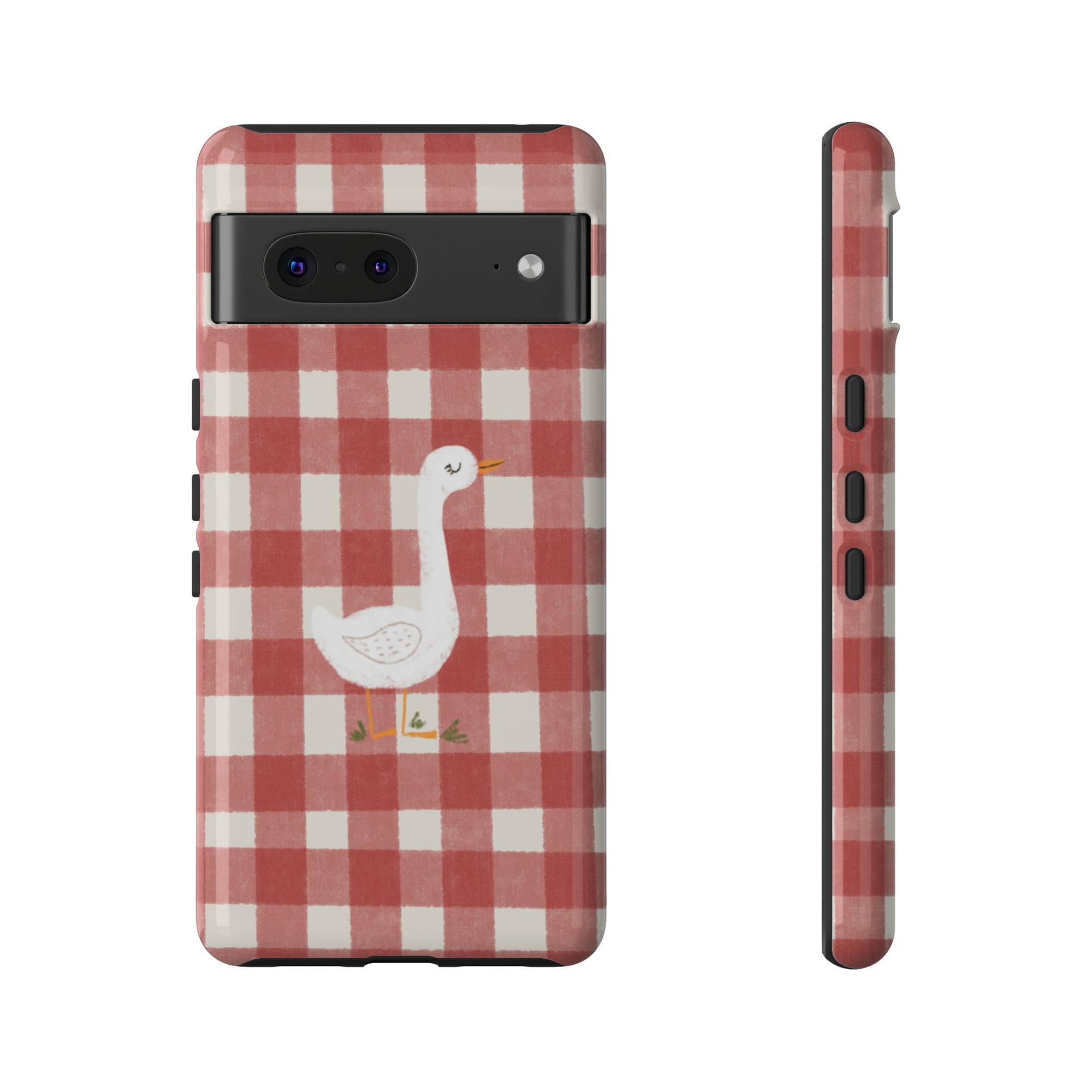 Sweet Goose on Red Plaid - Tough Phone Case