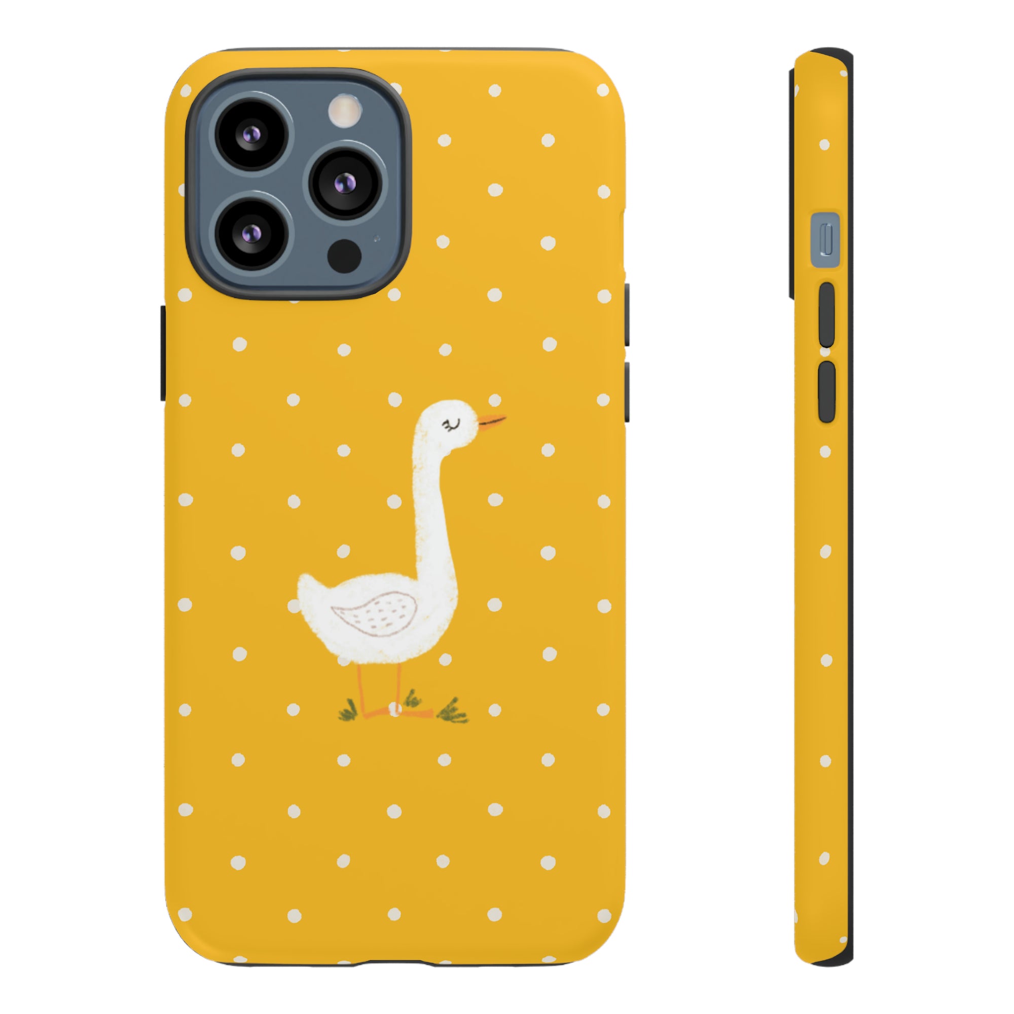 Sweet Goose on Yellow Polk-a-dot  - Tough Phone Case