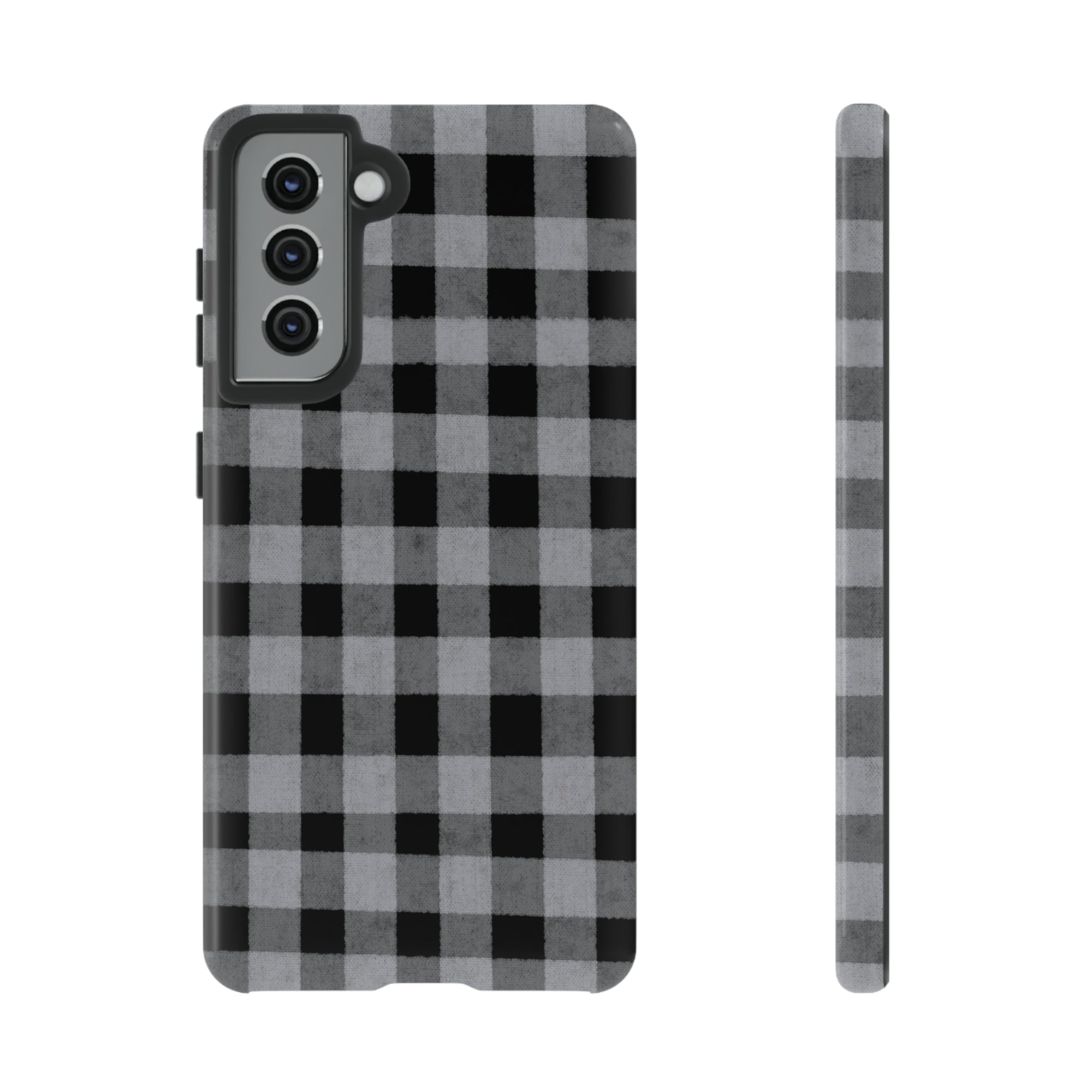 Black and Gray Buffalo Plaid - Tough Phone Case