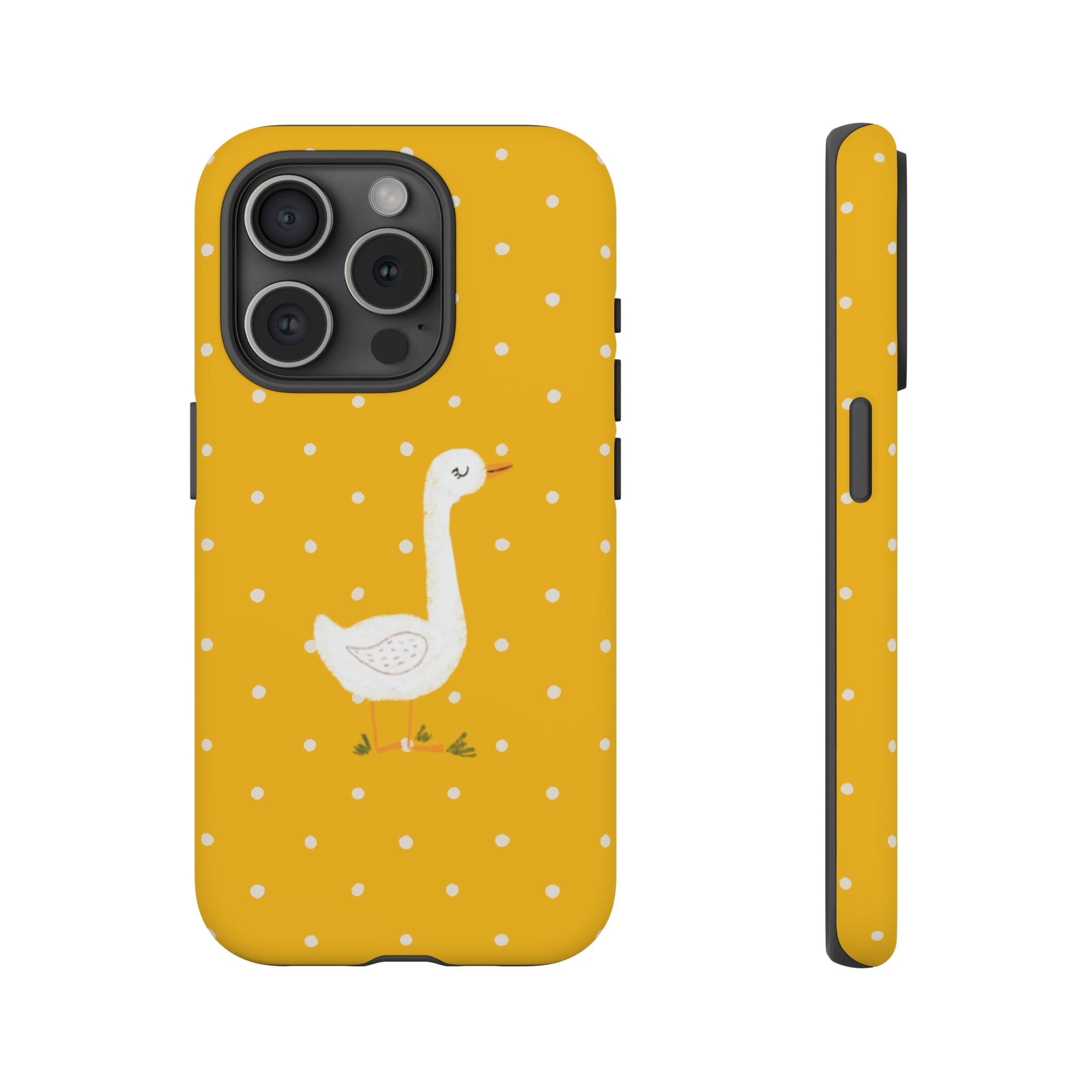 Sweet Goose on Yellow Polk-a-dot  - Tough Phone Case