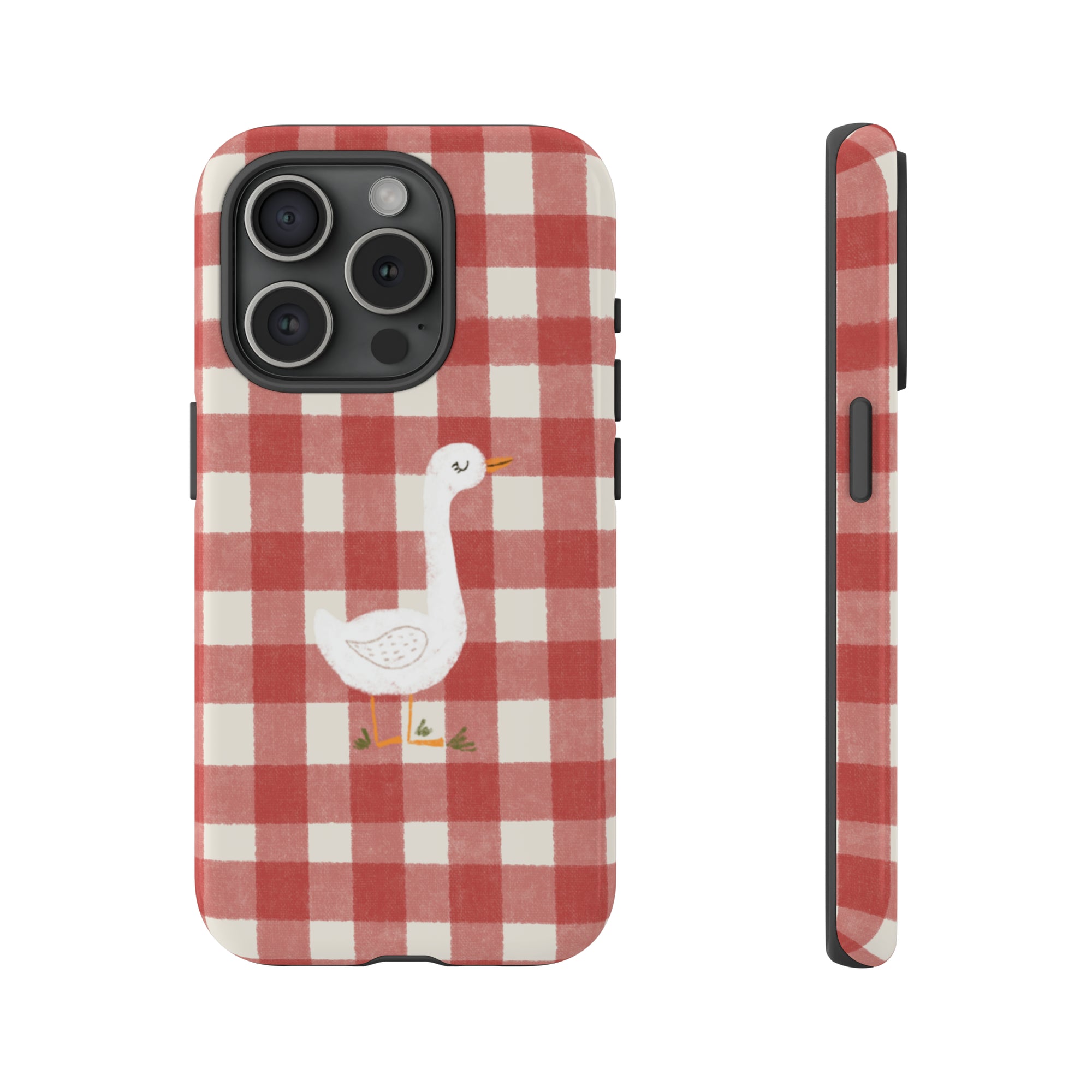 Sweet Goose on Red Plaid - Tough Phone Case