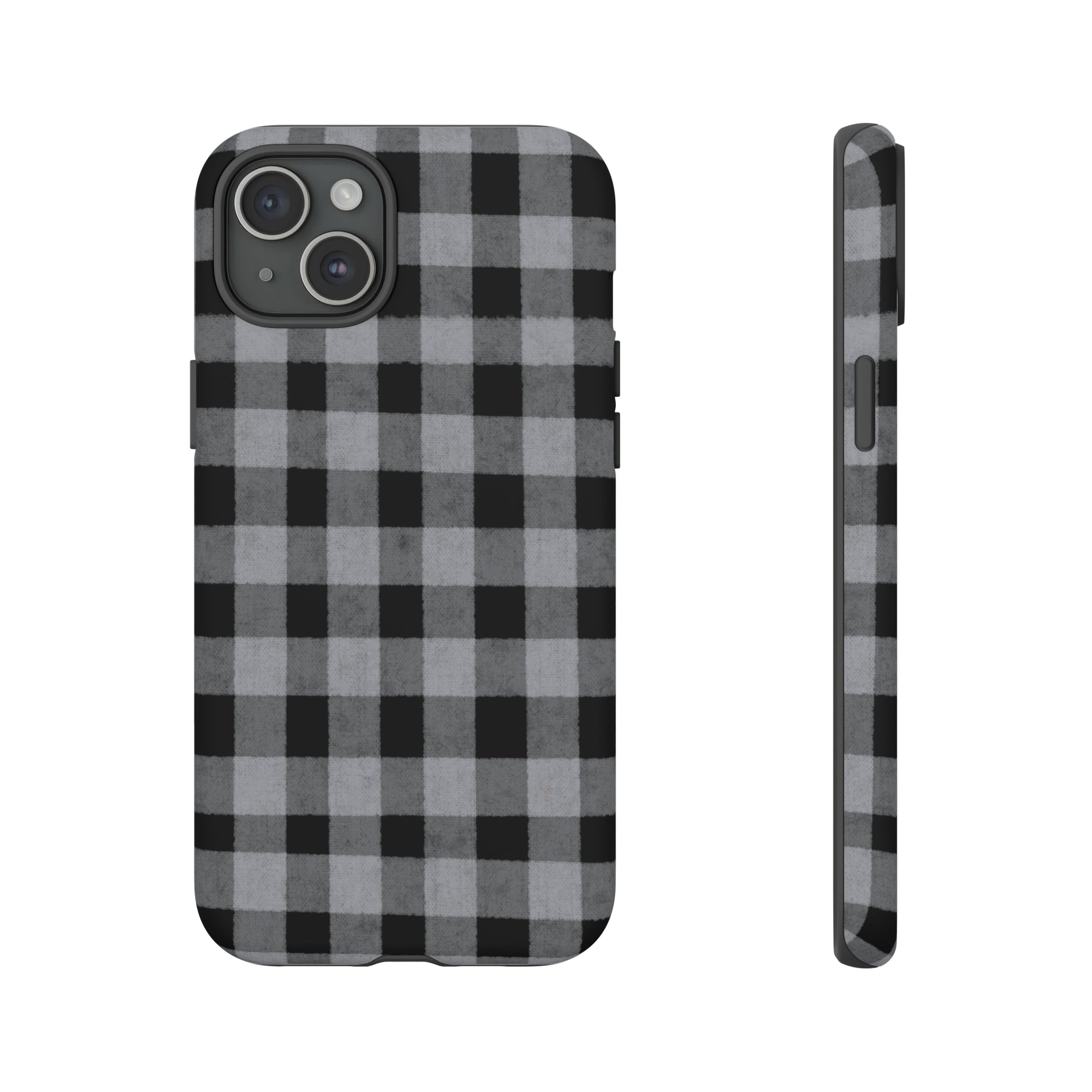 Black and Gray Buffalo Plaid - Tough Phone Case