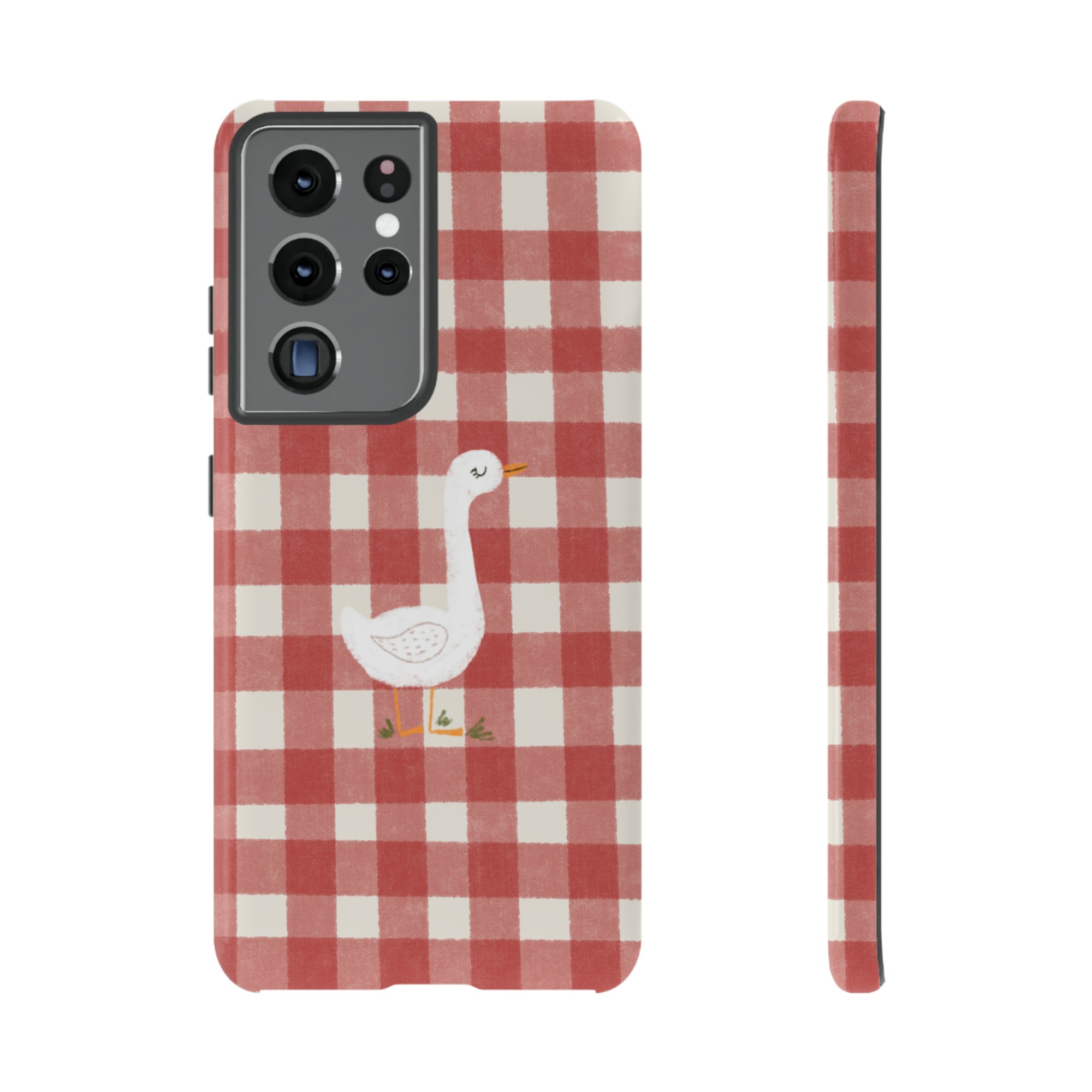 Sweet Goose on Red Plaid - Tough Phone Case