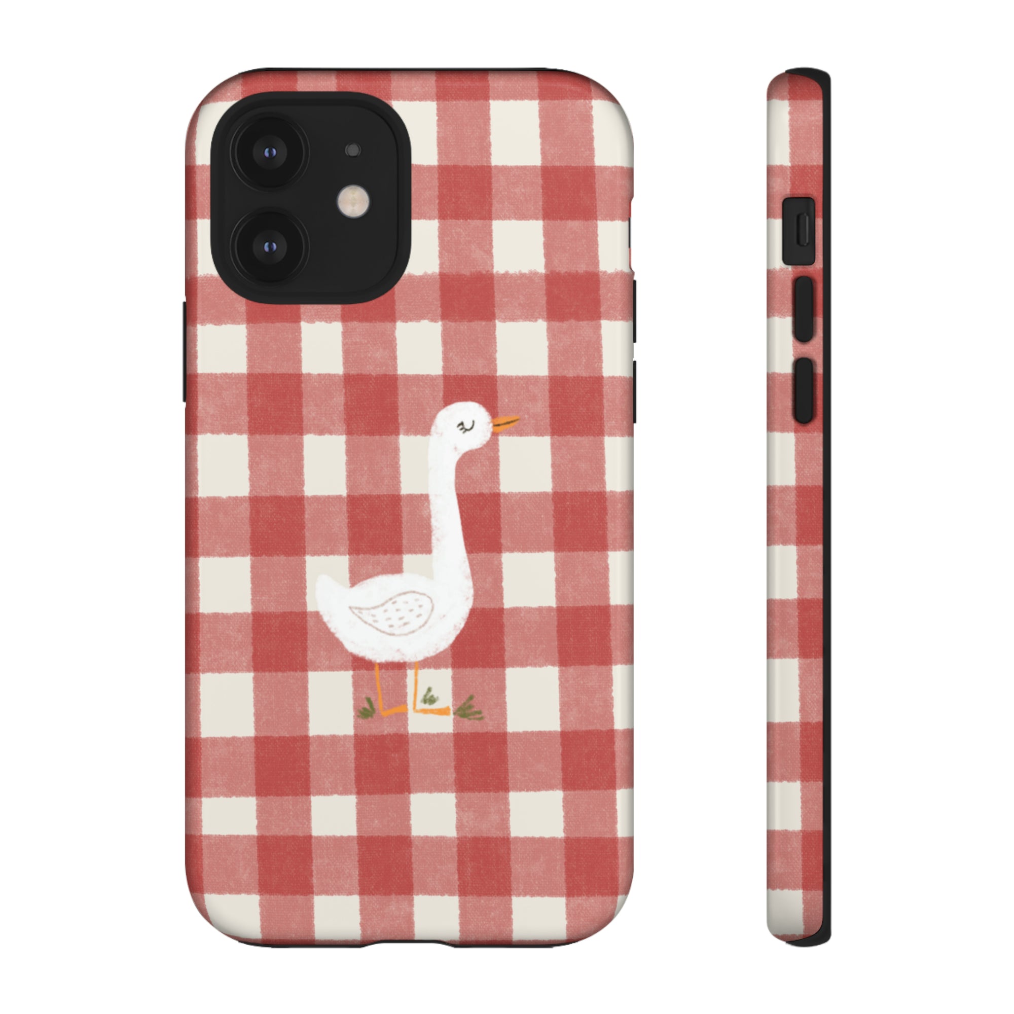 Sweet Goose on Red Plaid - Tough Phone Case