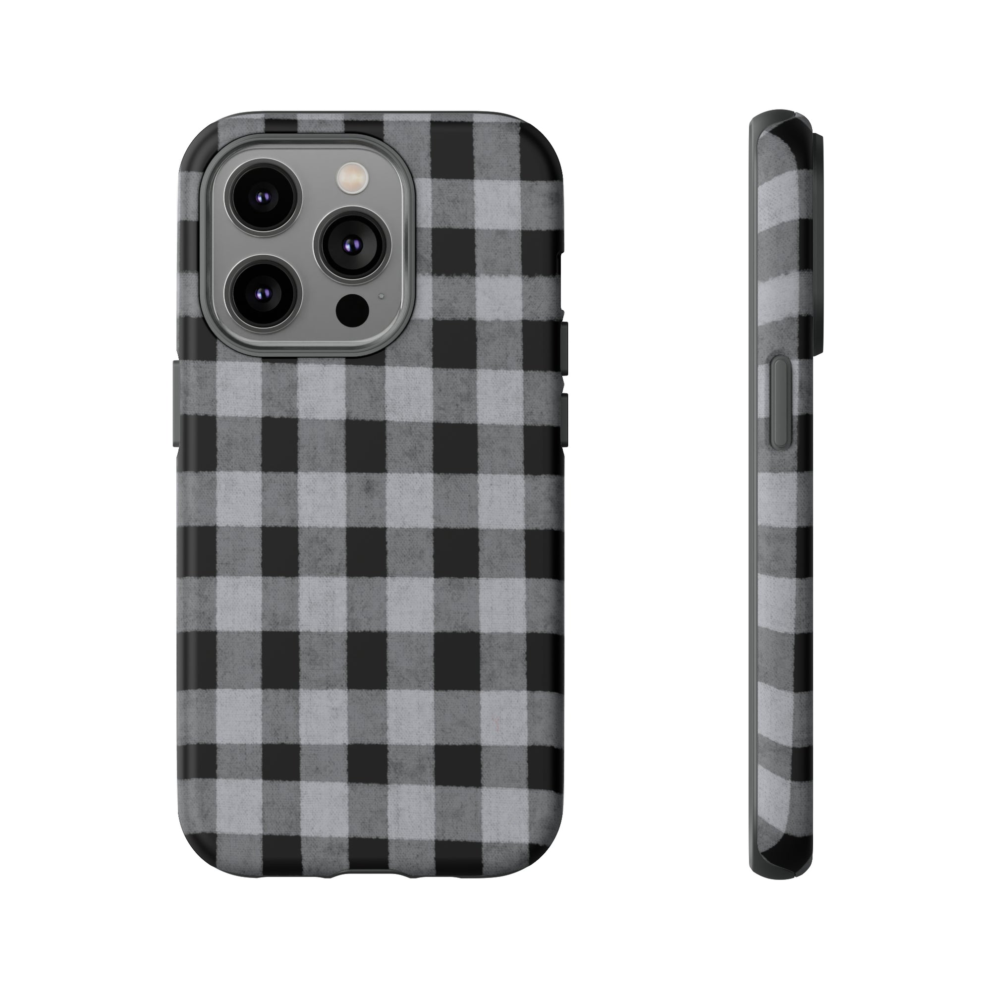 Black and Gray Buffalo Plaid - Tough Phone Case