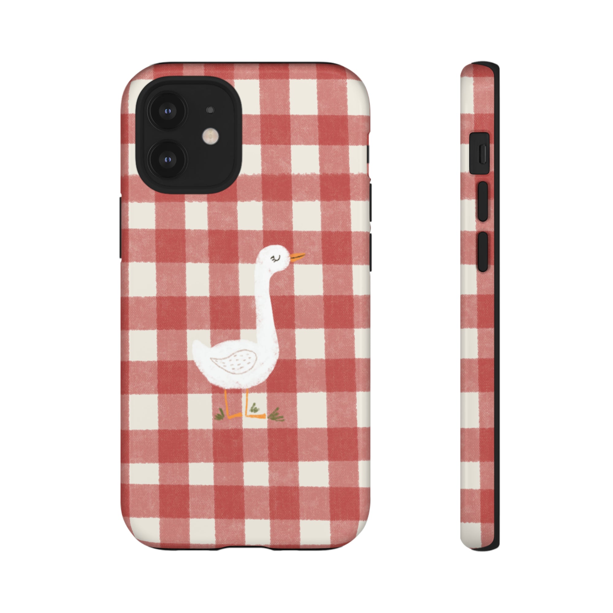 Sweet Goose on Red Plaid - Tough Phone Case