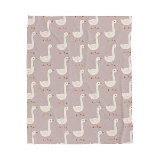 Sweet Goose on Dusty Pink - Velveteen Plush Blanket