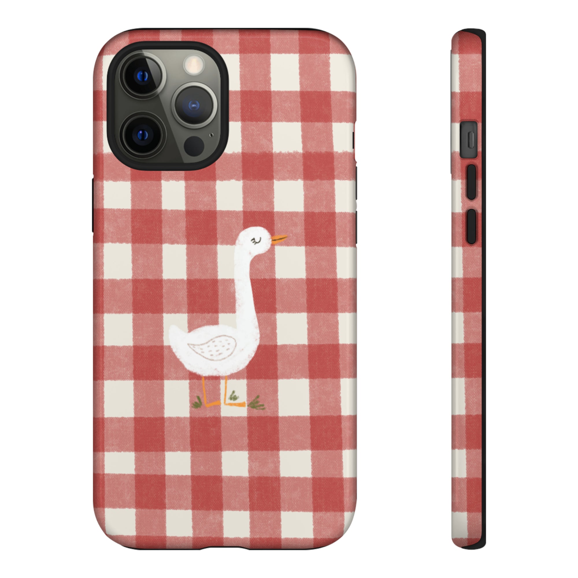 Sweet Goose on Red Plaid - Tough Phone Case