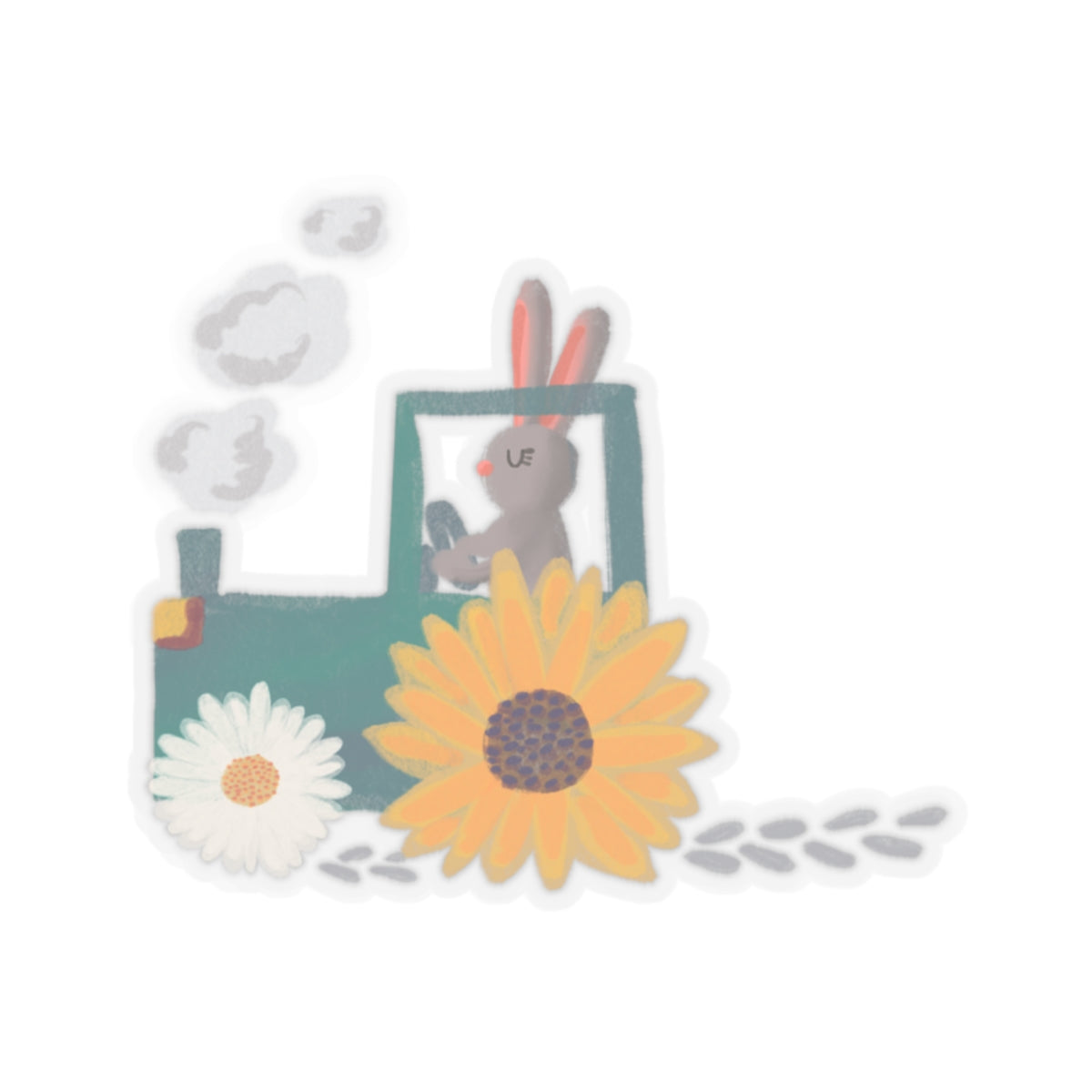 Bunny on a Flower Tractor - Sticker