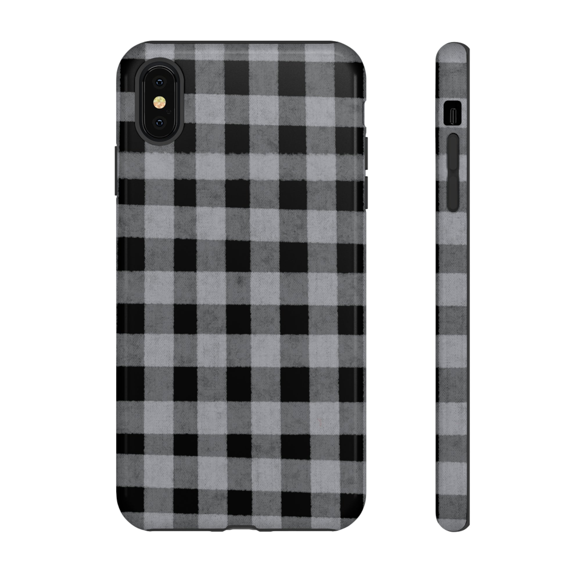 Black and Gray Buffalo Plaid - Tough Phone Case