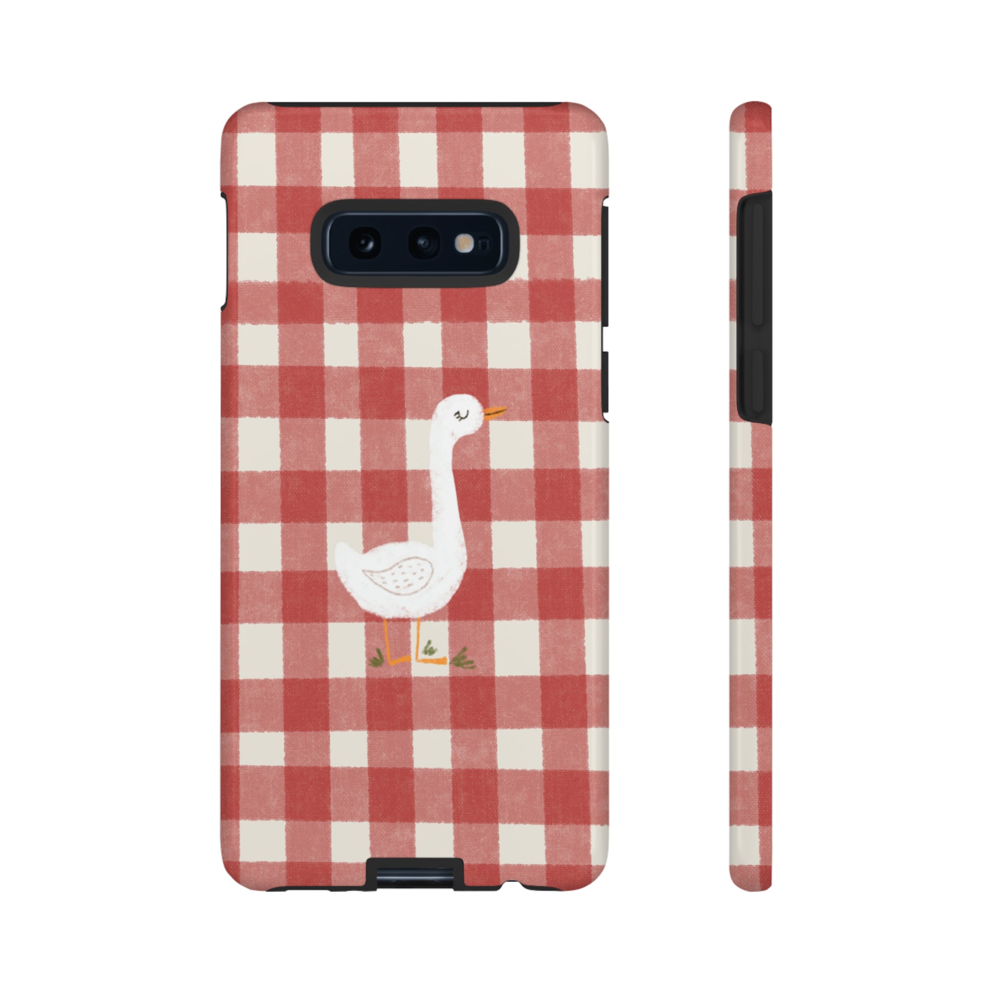 Sweet Goose on Red Plaid - Tough Phone Case