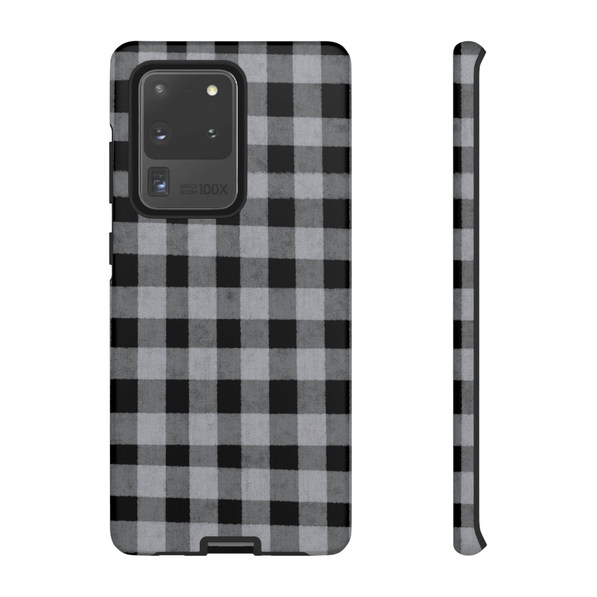 Black and Gray Buffalo Plaid - Tough Phone Case