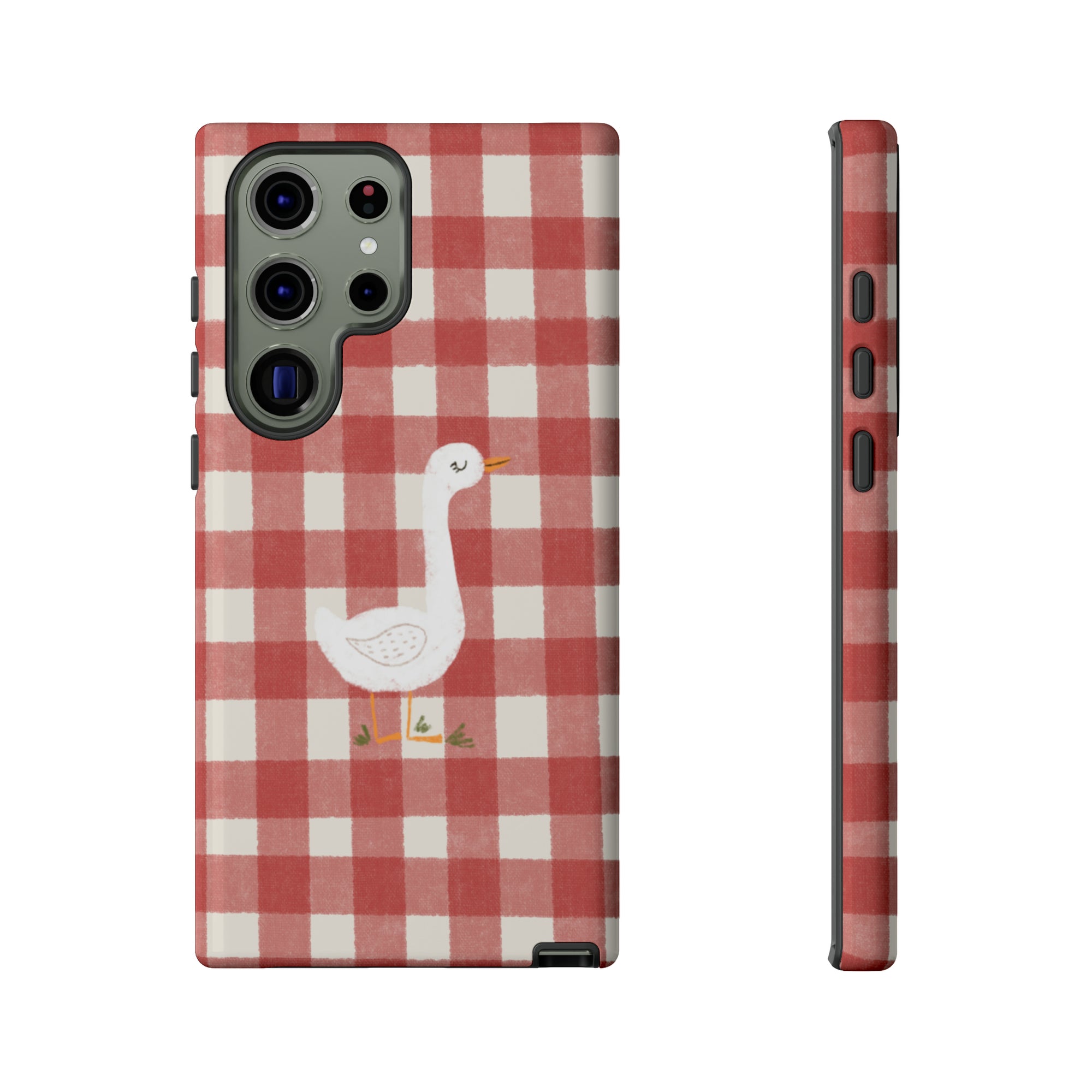 Sweet Goose on Red Plaid - Tough Phone Case