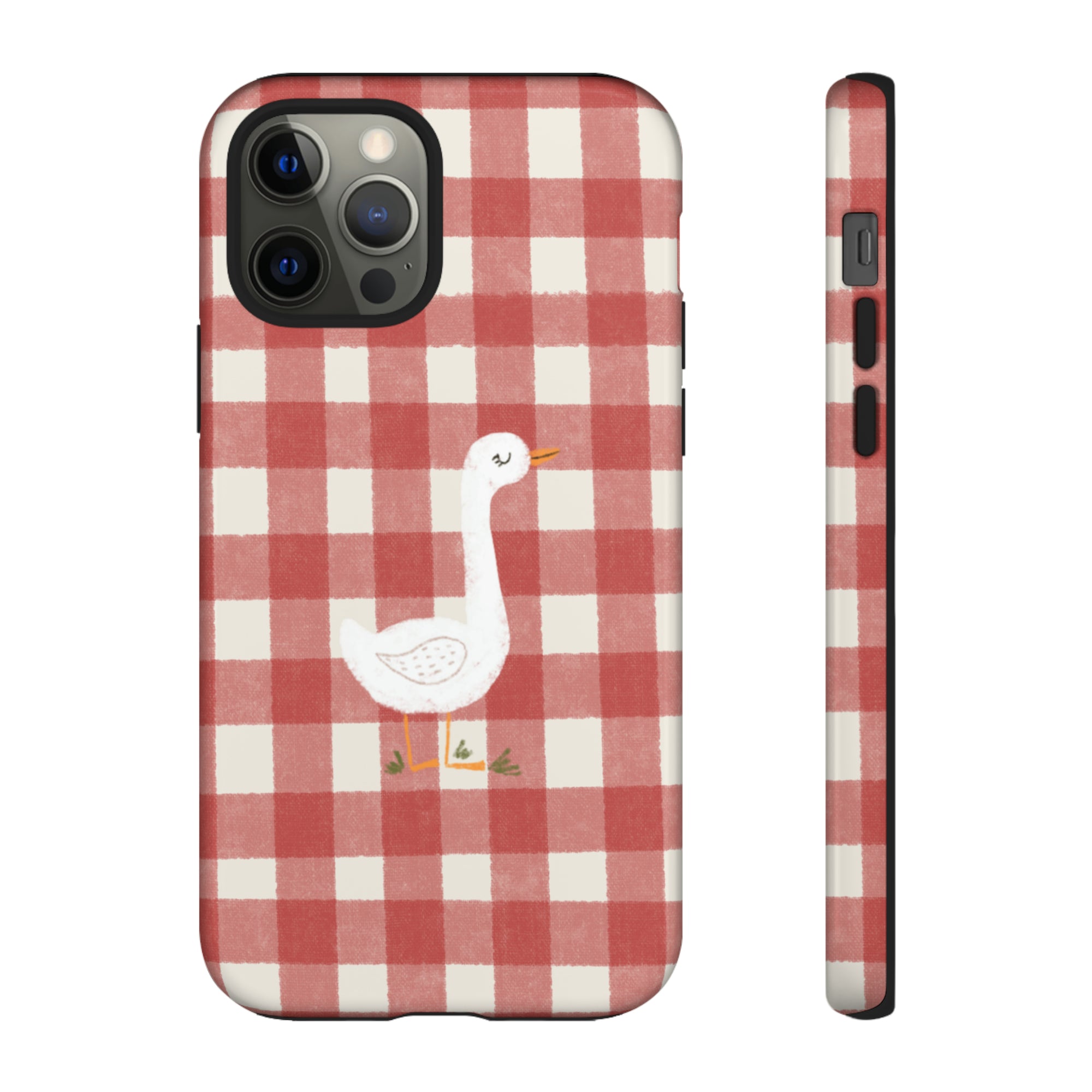 Sweet Goose on Red Plaid - Tough Phone Case