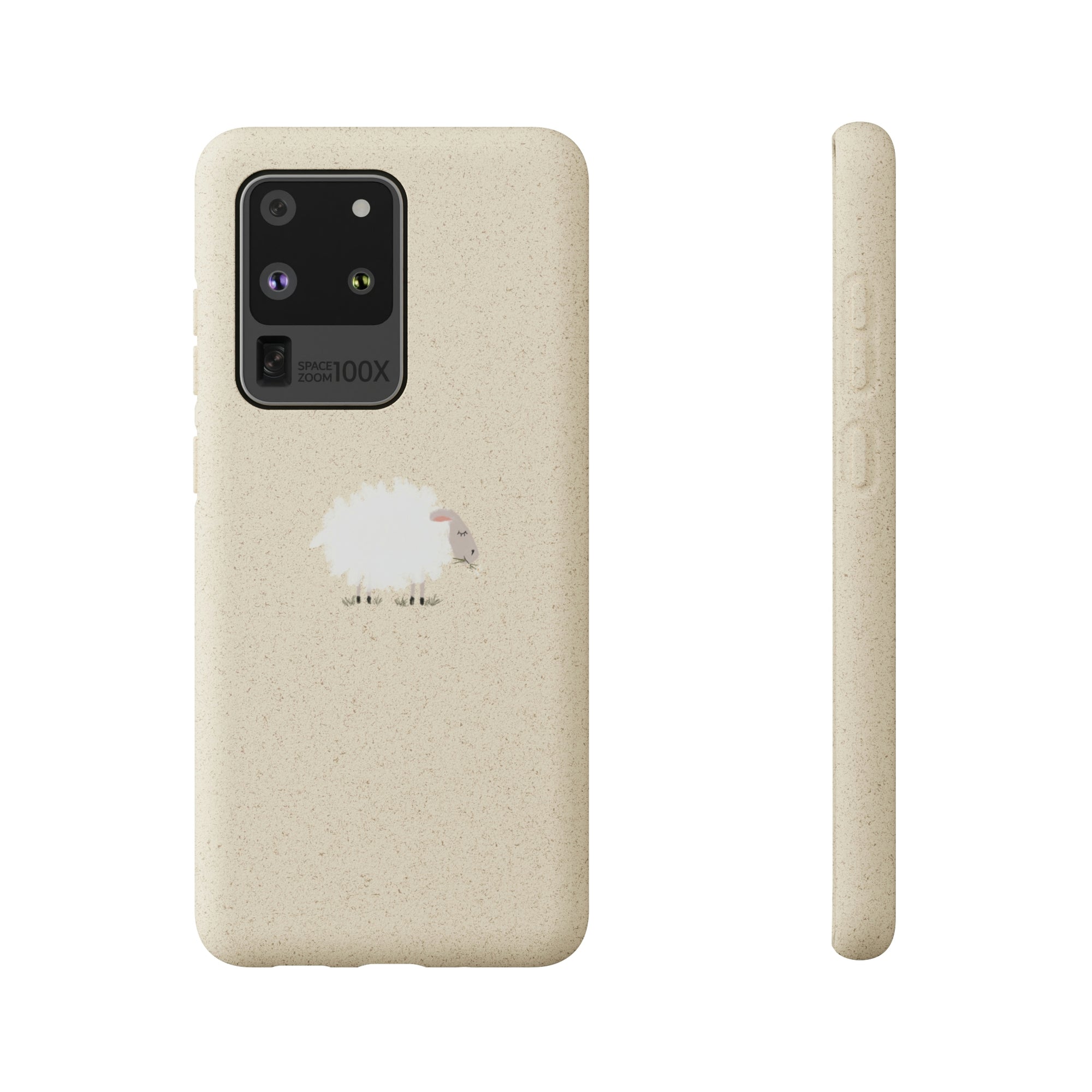 Fuzzy Sheep Chewing on Cud Biodegradable Phone Case