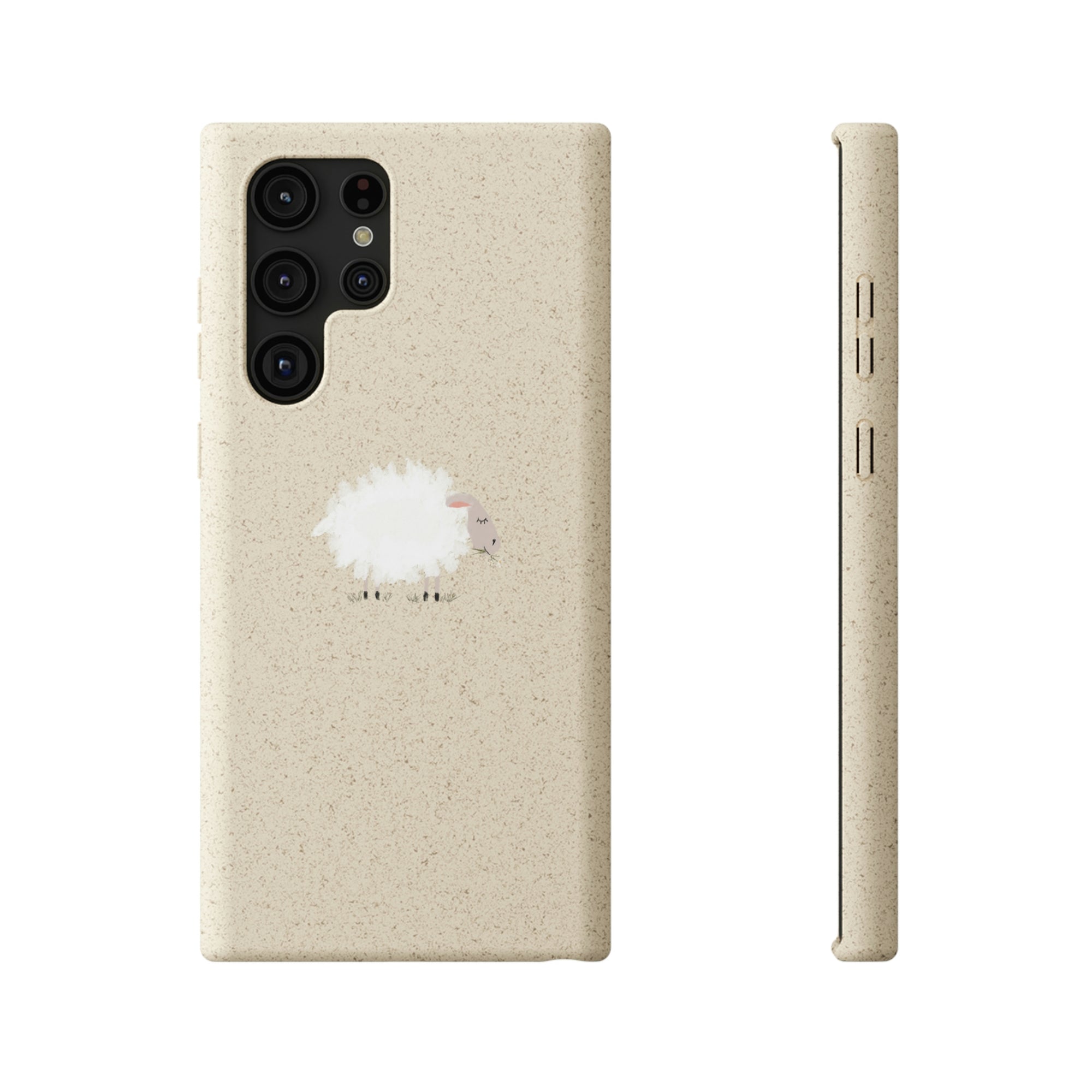 Fuzzy Sheep Chewing on Cud Biodegradable Phone Case