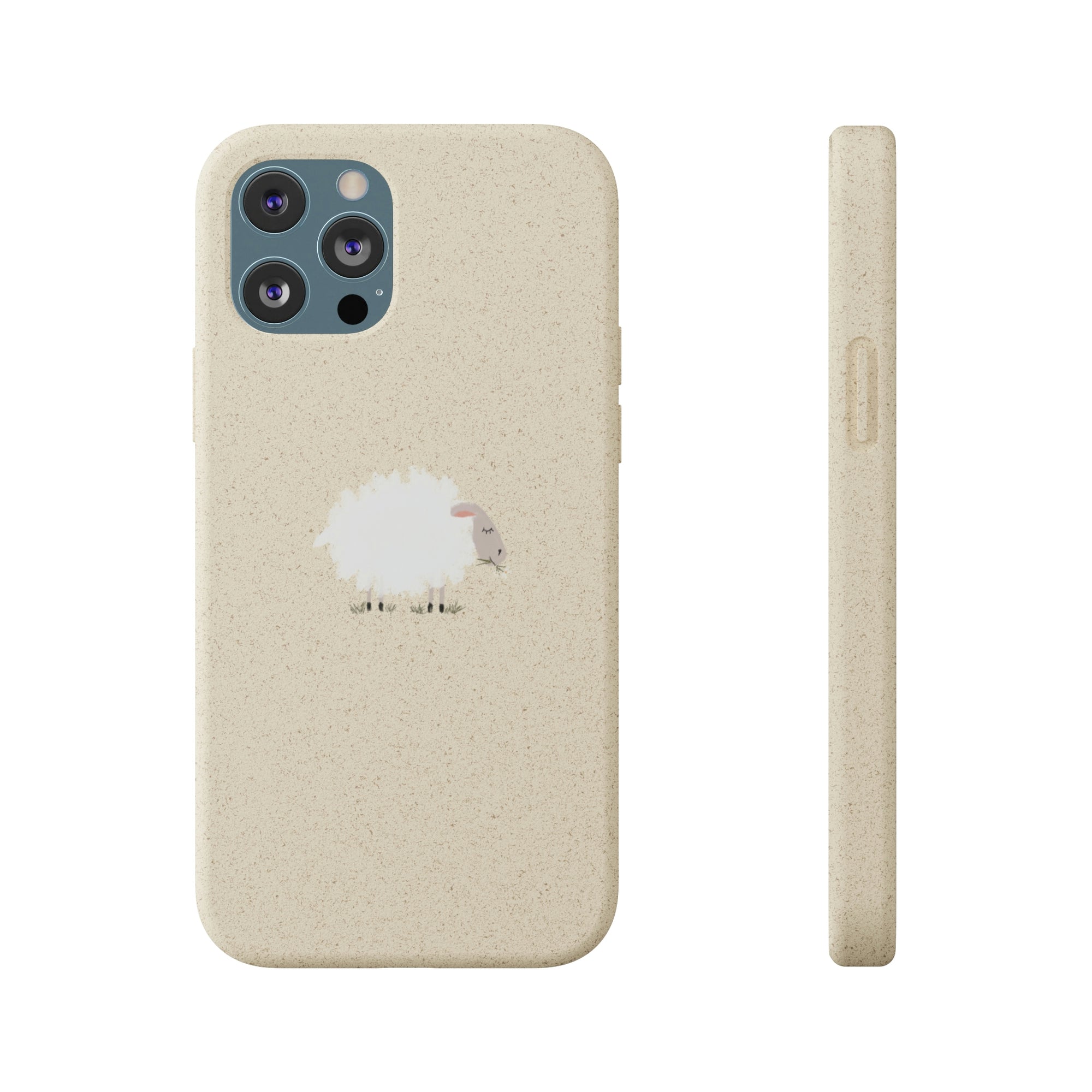 Fuzzy Sheep Chewing on Cud Biodegradable Phone Case