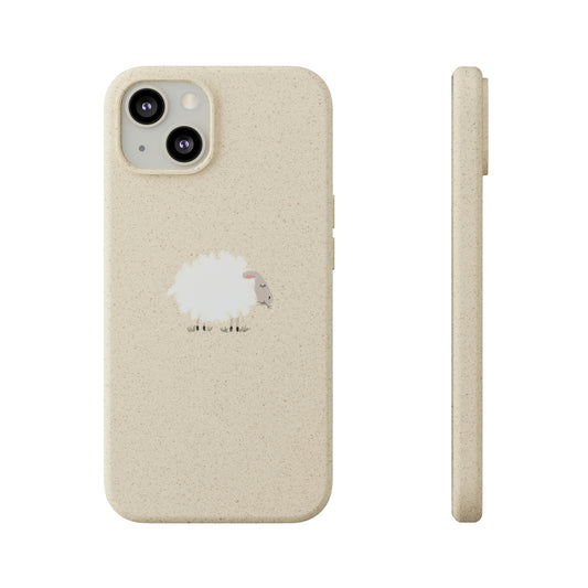Fuzzy Sheep Chewing on Cud Biodegradable Phone Case
